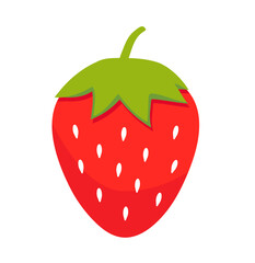 Strawberry isolated on white background. Ripe strawberry. Red berry fruit. Vector illustration