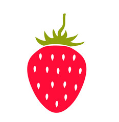 Strawberry isolated on white background. Ripe strawberry. Red berry fruit. Vector illustration