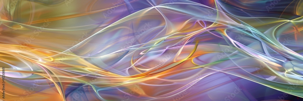 Poster vivid and dynamic abstract art with flowing waves of multicolored light, perfect for vibrant designs