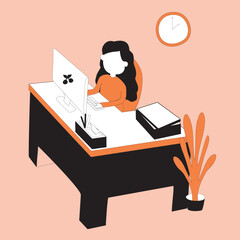 Businesswoman work at home concept design illustration