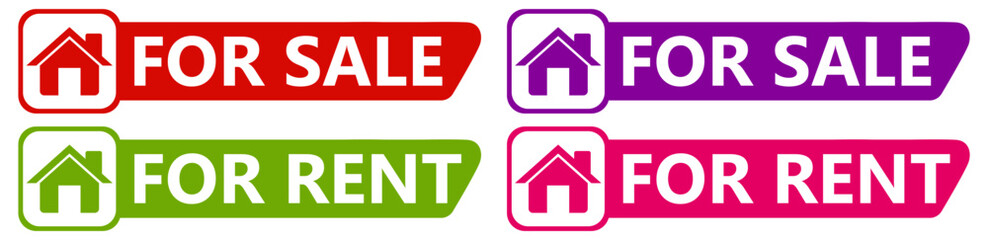 set sign home for sale and rent icon. real estate sale template design vector illustration