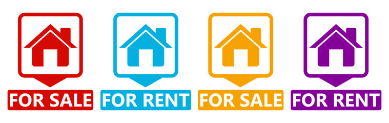 set sign home for sale and rent icon. real estate sale template design vector illustration