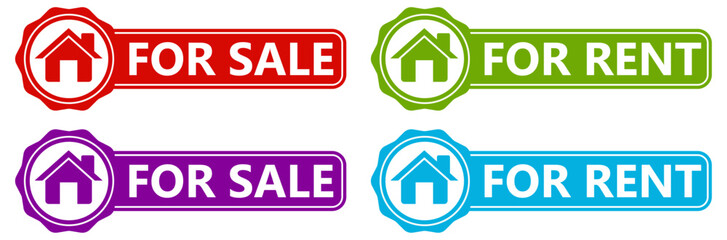 set sign home for sale and rent icon. real estate sale template design vector illustration