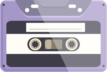 Purple audio cassette tape is playing music, bringing back memories of the past
