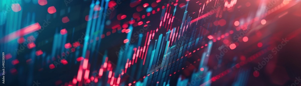 Poster vibrant digital abstract with glowing lines and bright dots, ideal for technology and data visualiza