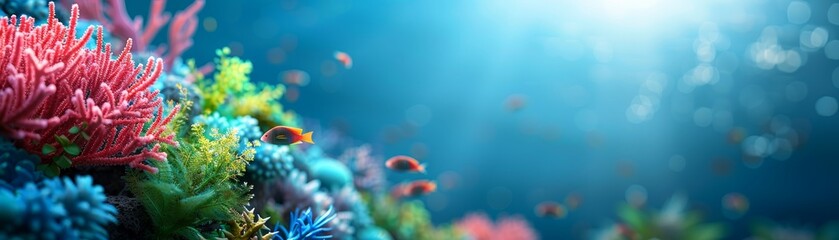 Fototapeta premium A colorful coral reef with fish swimming in the water