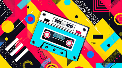  Colorful 90s pop culture collage.