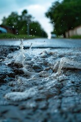 Fototapeta premium Street Puddle with Trees