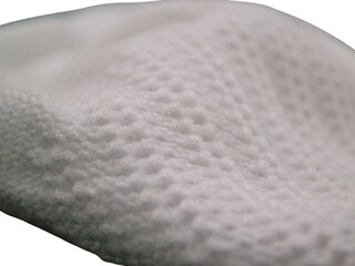 Fine texture and stitching of white fabric of a quality shirt and apparel materials item structure...