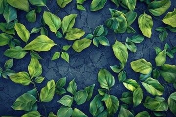 Green leaves on wall