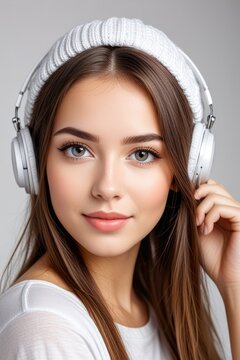Photograph a cute Russian girl with a pure white background, highlighting her natural beauty