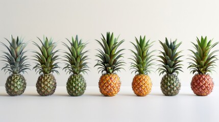 Fototapeta premium Pineapple arrangement on white background