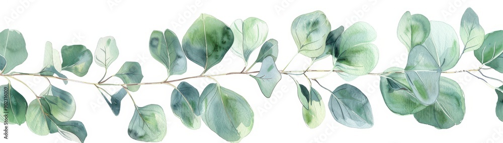 Poster watercolor eucalyptus branch