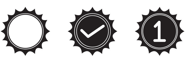 Certified badge icon set isolated on a white background