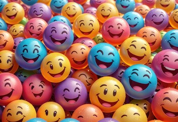 cartoon smiley face icons set for happy emotions