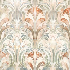 Watercolor painting of an Art Nouveau-inspired cityscape, with intricate buildings, on isolated white background, Generative AI