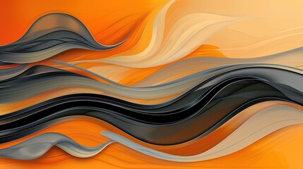 Abstract Waves in Orange Tones Representing Fluidity and Movement with Dynamic Flow