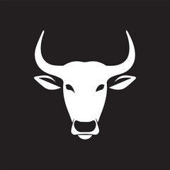 bull cow head with horns business icon tattoo illustration design for t-shirt printing black and white icon in high quality