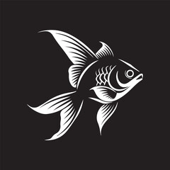 fish icon business clean tattoo illustration design for t-shirt printing black and white icon in high quality