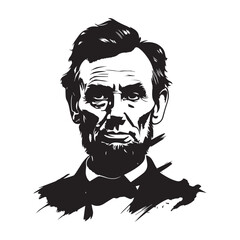 lincoln president logo parliament tattoo illustration design for t-shirt printing black and white icon in high quality