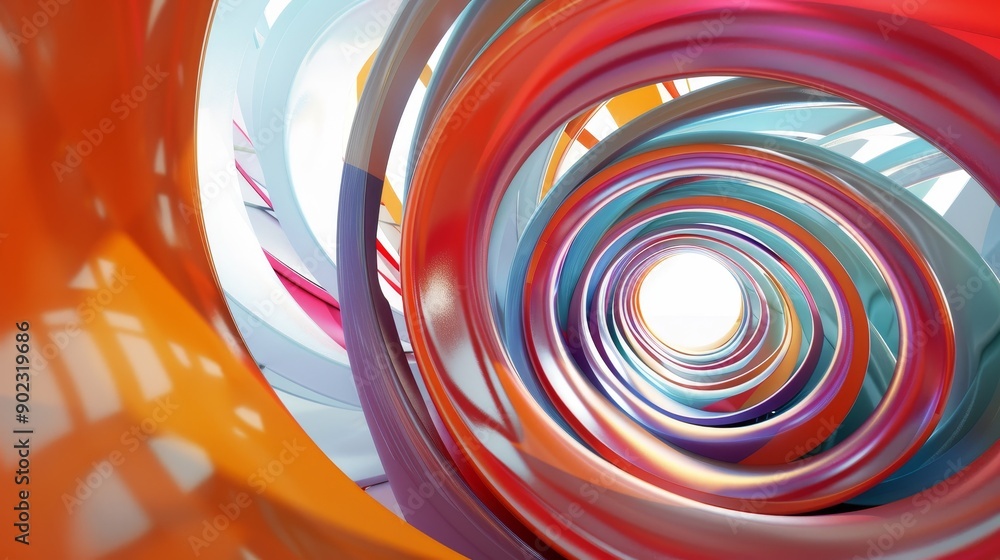 Poster abstract colorful spiral background with bright light at the center. the swirling, layered, overlapp