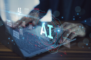 A businessman uses AI technology for document record and management,ensuring efficient data...
