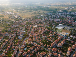 Aerial view of town of Petrich, Bulgaria