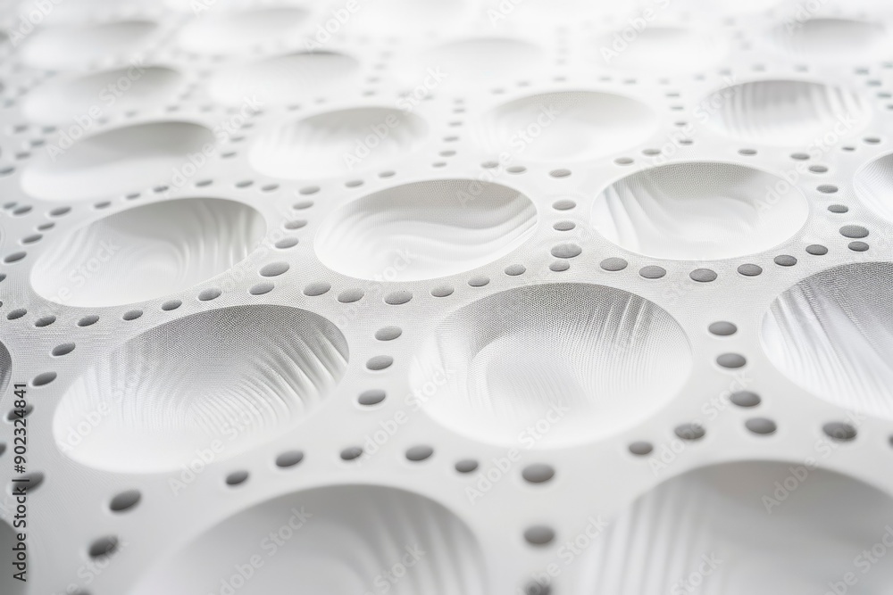 Poster abstract white pattern with circular cutouts and subtle texture
