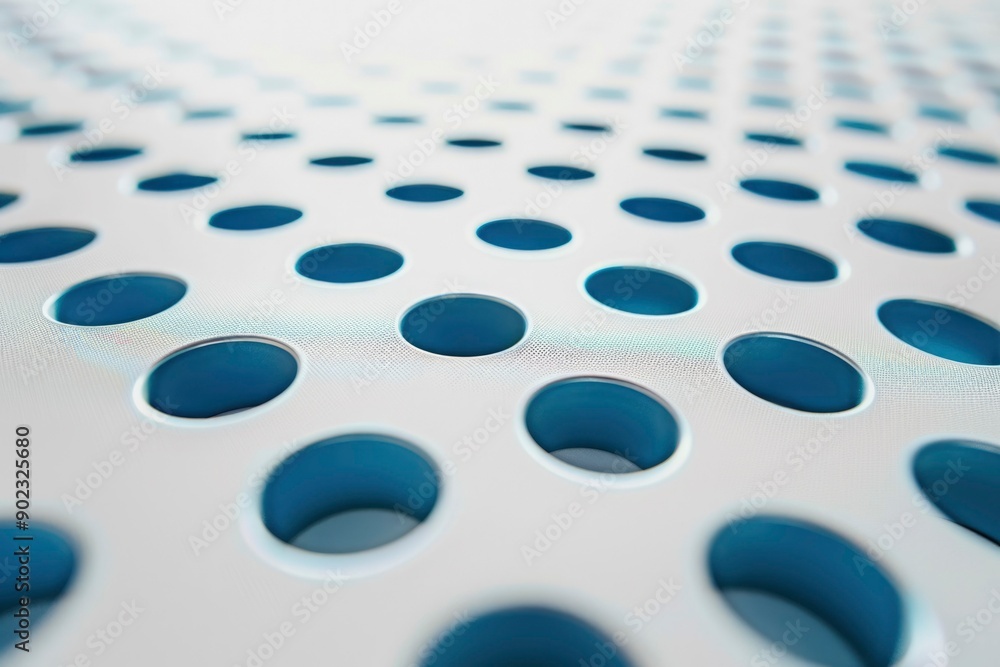 Poster abstract pattern of circular cutouts on a white surface