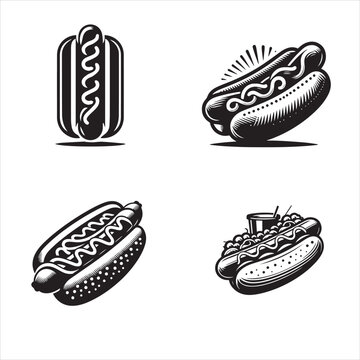 Hot Dog Cartoon Black And White Images – Browse 3,468 Stock Photos ..., حجم الصورة 360x360