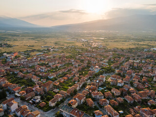 Obraz premium Aerial view of town of Petrich, Bulgaria