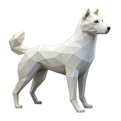 White polygonal dog isolated on transparent background isolated on transparent background