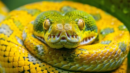 Fototapeta premium A detailed close-up shot of a snake in Taiwan, showcasing the intricate patterns and textures of its scales.