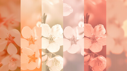 A minimalist abstract floral artwork using Pale Peach, Light Coral, Deep Black, and Pure White. Highlights color contrast and harmony, ideal for modern and refined designs.