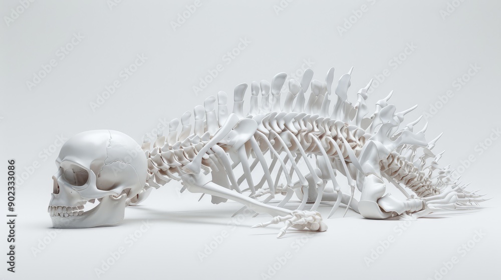Poster futuristic sci-fi spinal model with augmented reality effects on white background in ultra-hd 3d ren