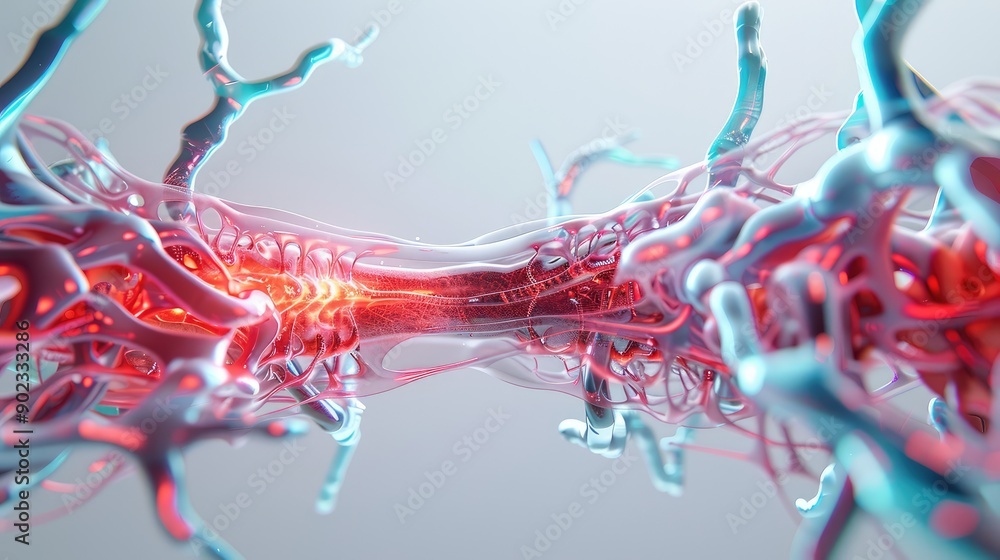 Poster neural pathways of the future: ultra-hd 3d render of intricate nervous system on white background wi