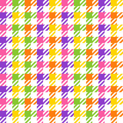 Multicolor seamless pattern houndstooth print. For design textiles, fabric, packaging. Vector stock illustration.
