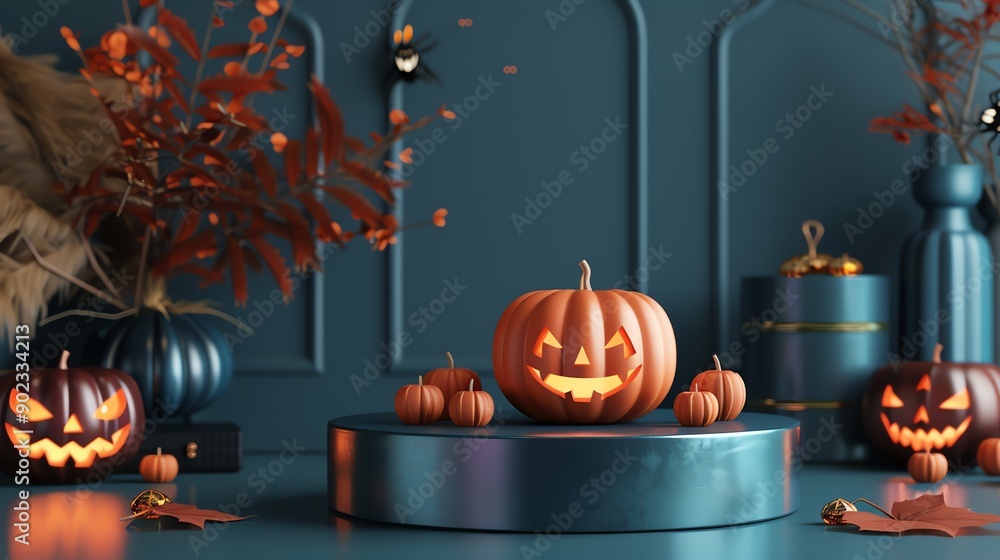 Poster this is a 3d rendering of a halloween-themed image.