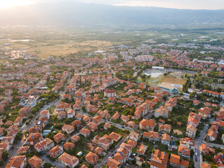 Aerial view of town of Petrich, Bulgaria
