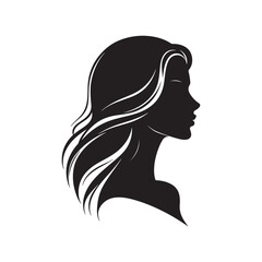 Elegant Woman Head Silhouette Vector - Flat Style Illustration