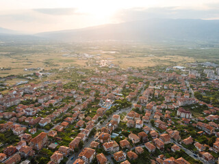Aerial view of town of Petrich, Bulgaria