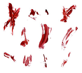Splash Set of red blood grunge texture  splatter background set. blood and splashes of a collection...