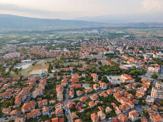 Aerial view of town of Petrich, Bulgaria