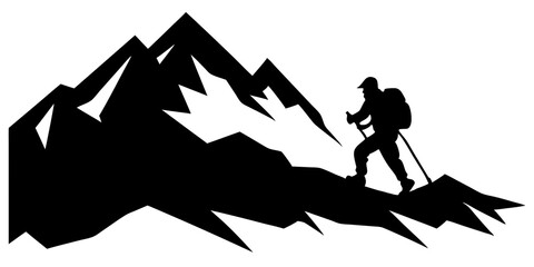 Mountain Climber Silhouette: Epic Rock Climbing and Hiking Scenes