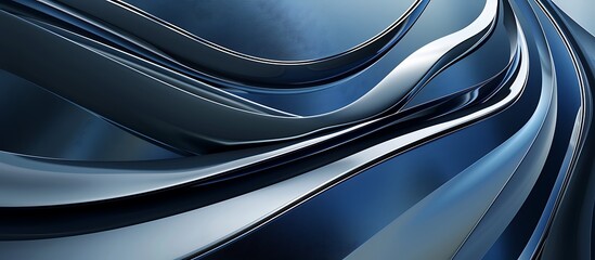 A sleek, modern abstract design with smooth curves and geometric shapes in shades of blue and silver, creating a sophisticated and elegant look.