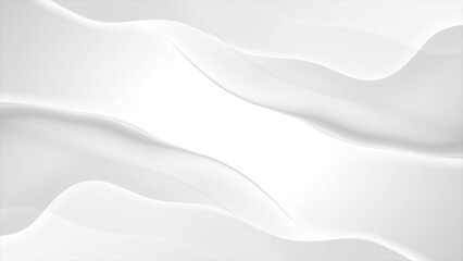 Obraz premium Abstract white grey smooth glossy waves elegant background