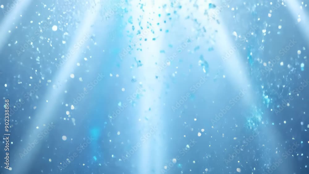 Poster dazzling underwater rays illuminating floating particles in a calm blue depth. generative ai