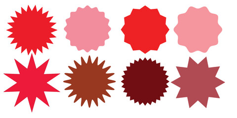 Set of blank multicolor star icons various shape isolated on white background. Vector illustration
