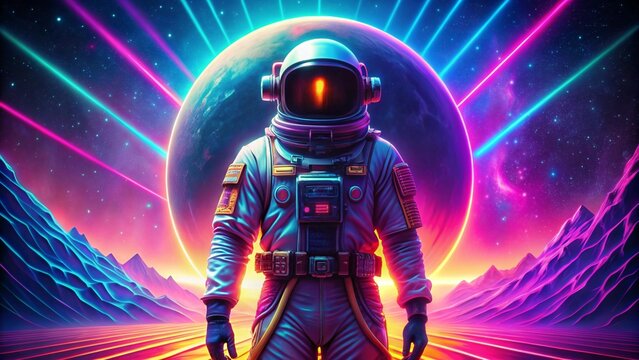 Cosmic Voyager Neon Astronaut: Exploring Synthwave