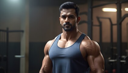 Fototapeta premium Bodybuilder portrait in Dark
